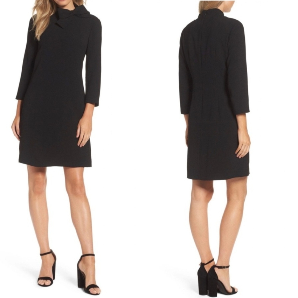 Eliza J Black Long-Sleeve Shift Dress